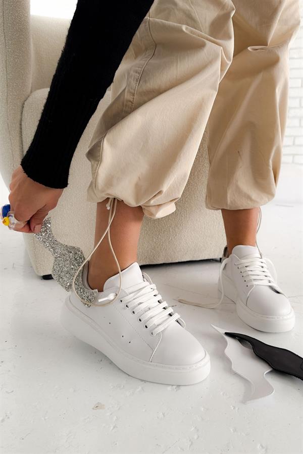 Liebe Beyaz Deri Sneakers
