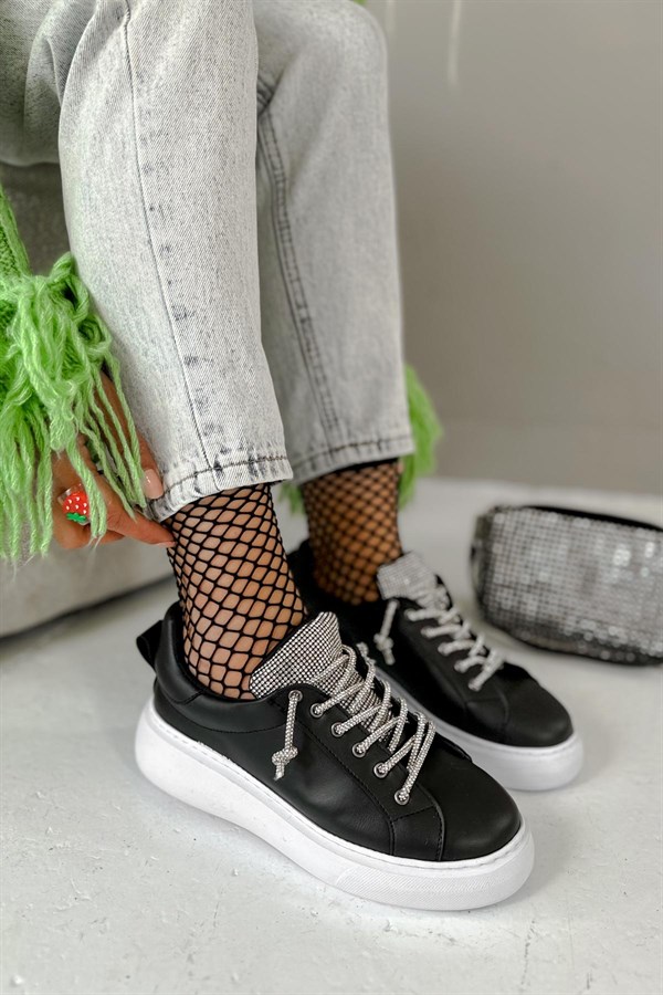 Ruby Siyah Deri Sneakers