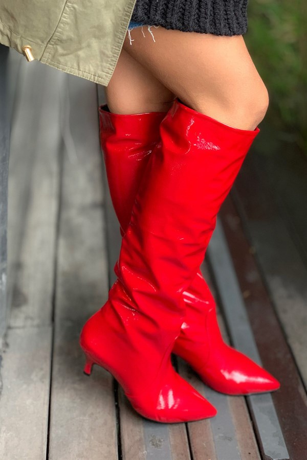 Supremm Red Patent Leather Boots
