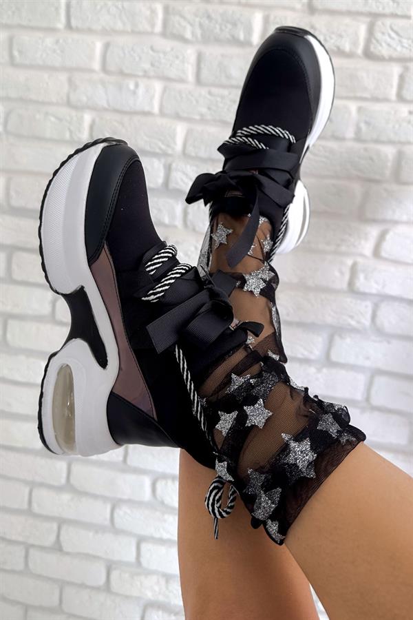 Toppy Siyah Deri Sneakers