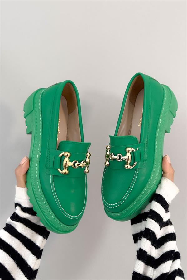 Watercolor Yeşil Deri Loafer