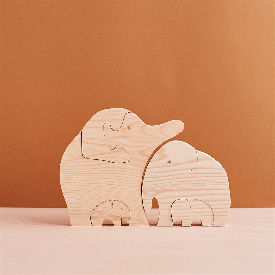 Ahşap Puzzle Fil Oyuncak 