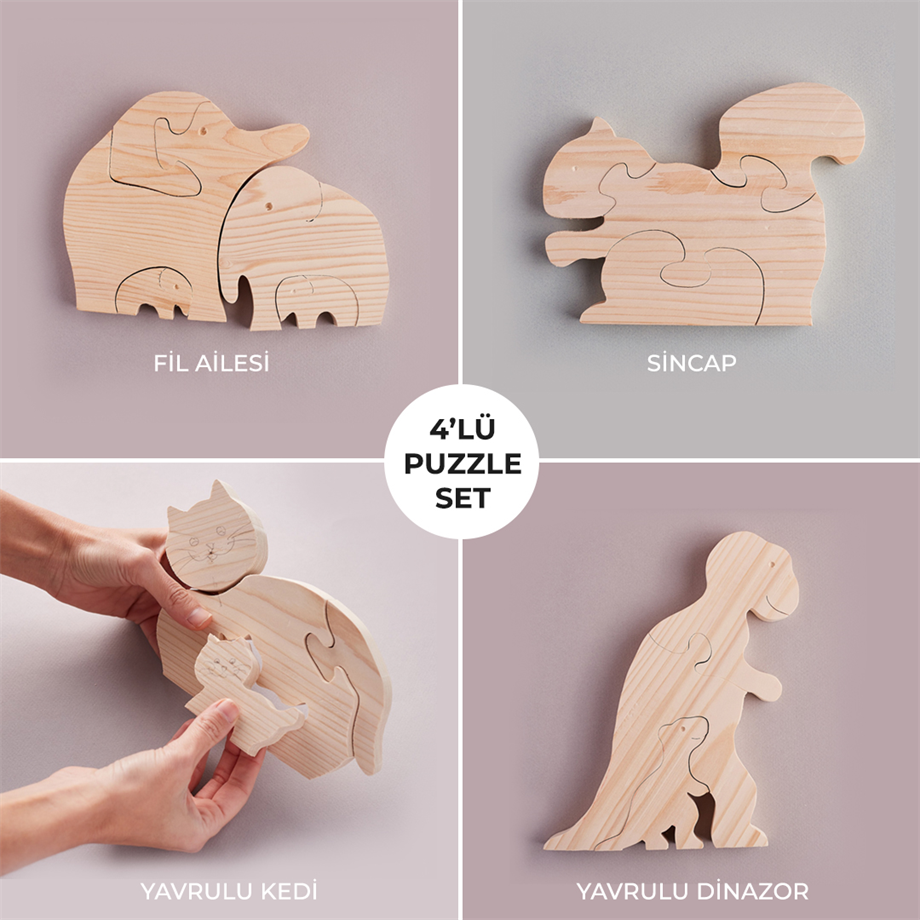 Ahşap Puzzle Oyuncak Seti