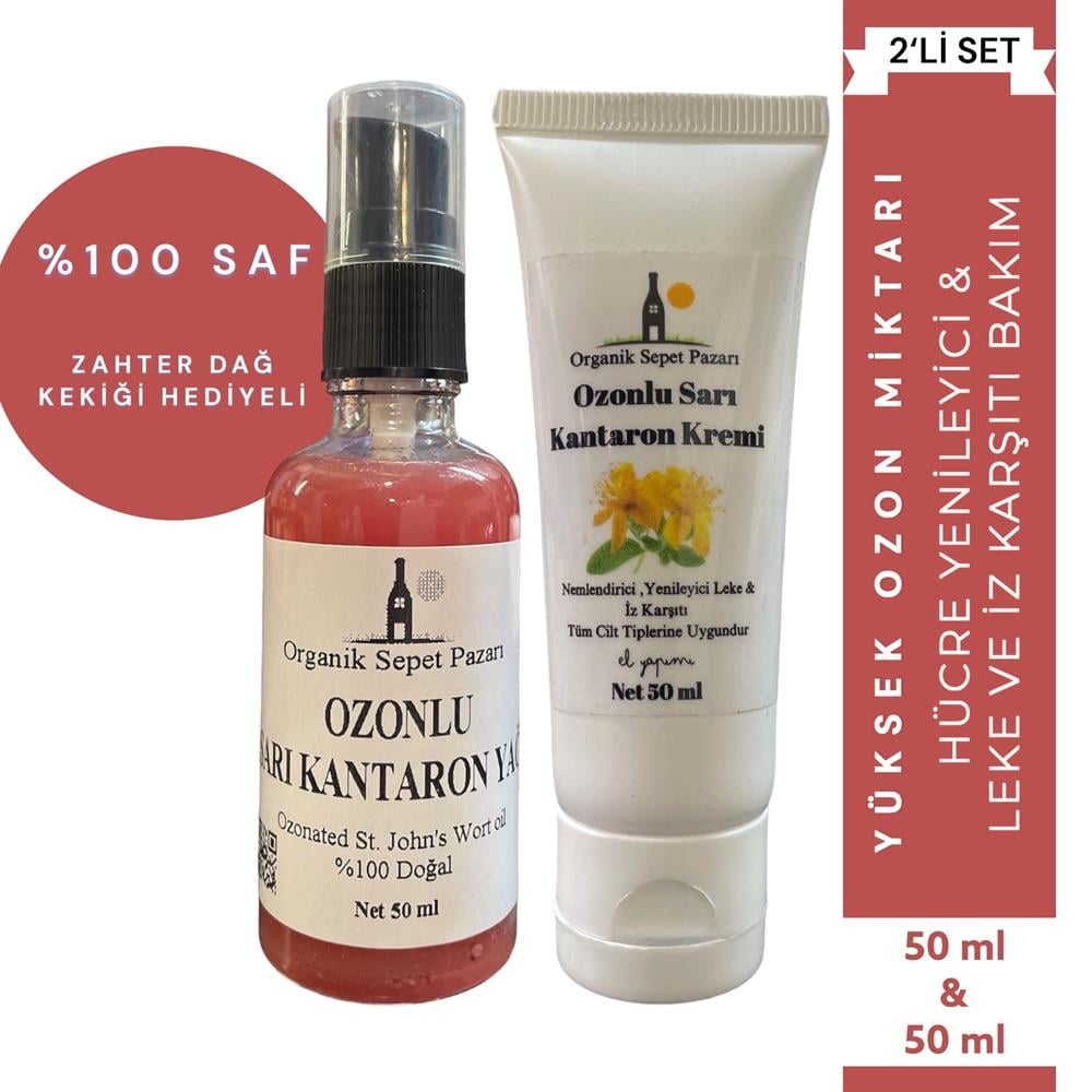 Ozonlu Sarı Kantaron Yağı 50 ml ve Ozonlu Sarı Kantaron Yağı Kremi 50 ml 2'li Set