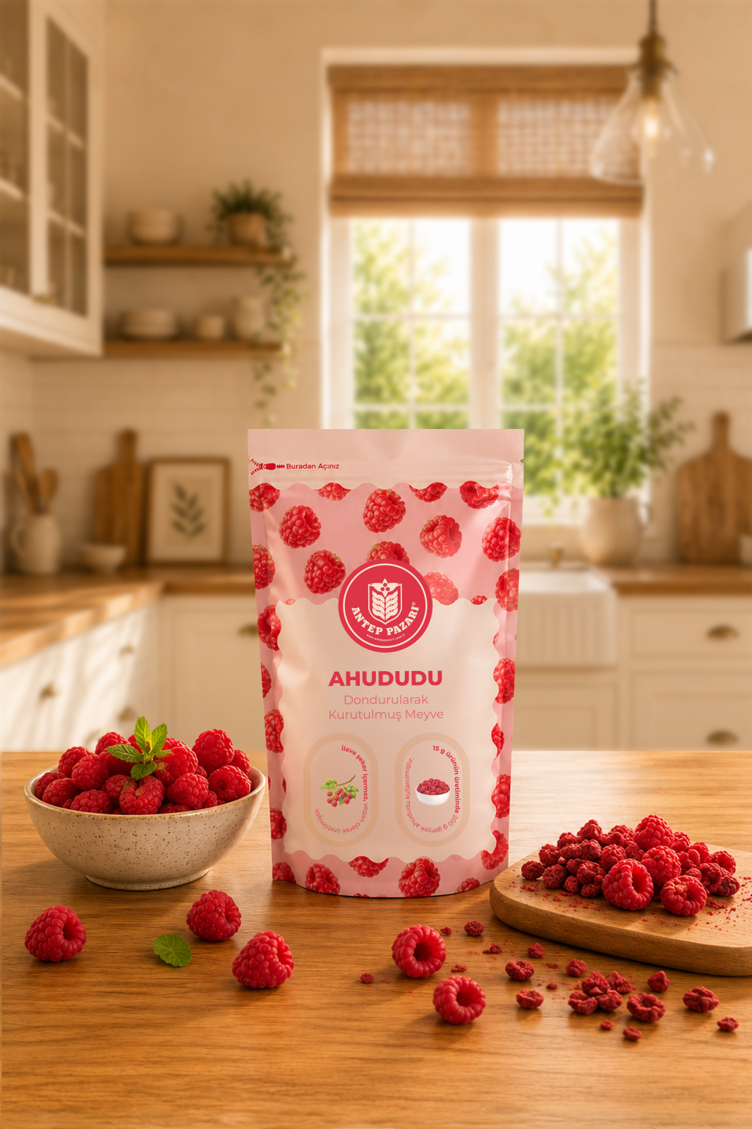  Ahududu Kuru Meyve Cipsi - Dondurularak Kurutulmuş Freeze Dried Çıtır Ahududu