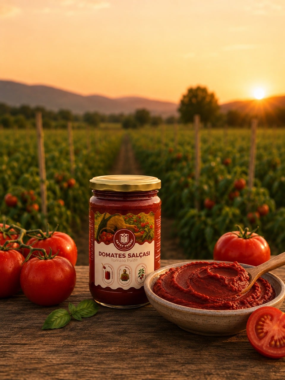 Domates tarlasında Antep Pazarı domates salçası
