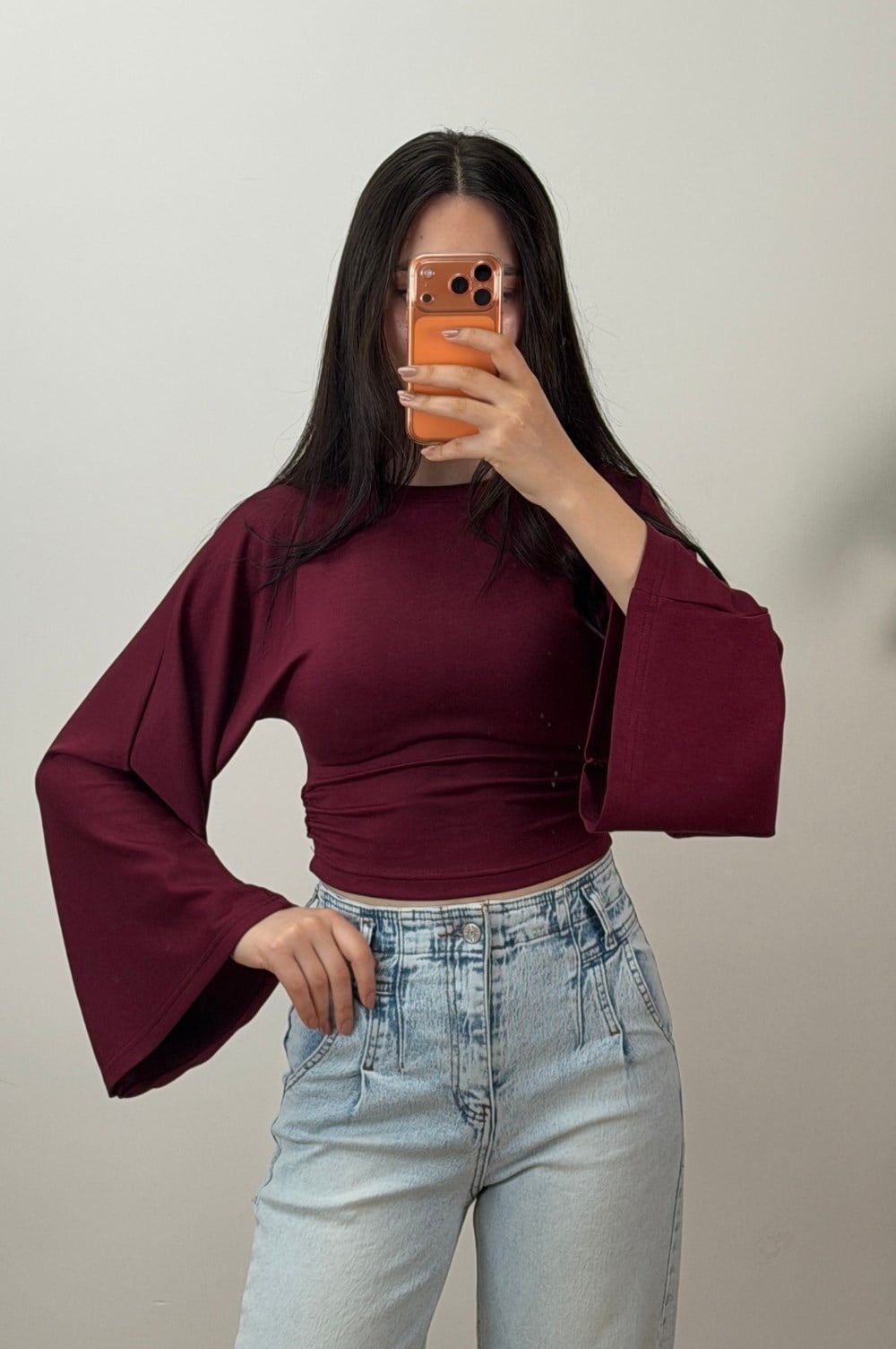 Büzgülü Bluz Bordo
