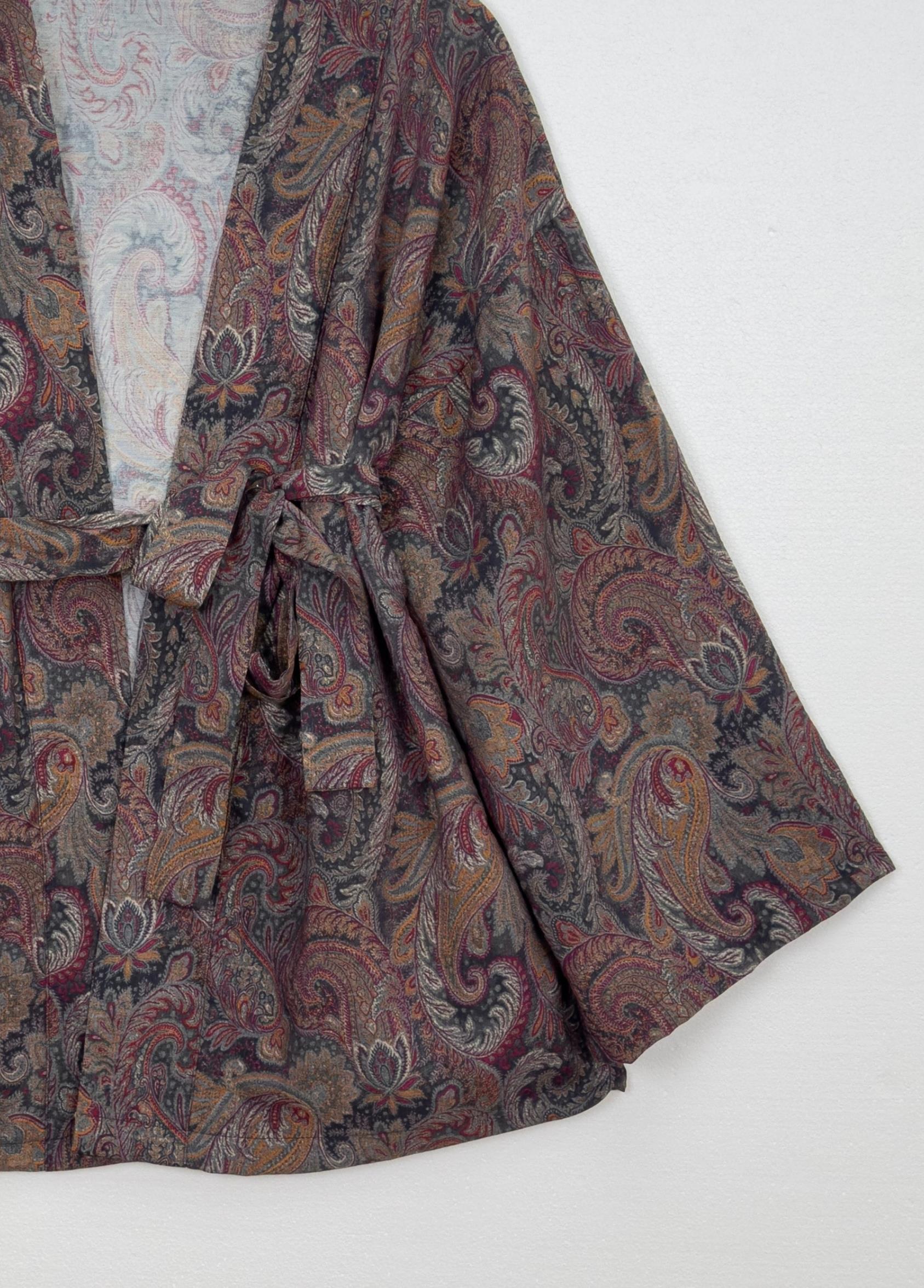 Desenli Kimono Füme 