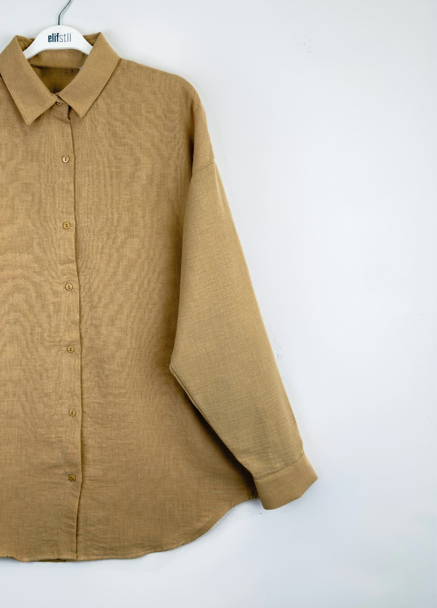 Desla Oversize Salaş Gömlek Camel 