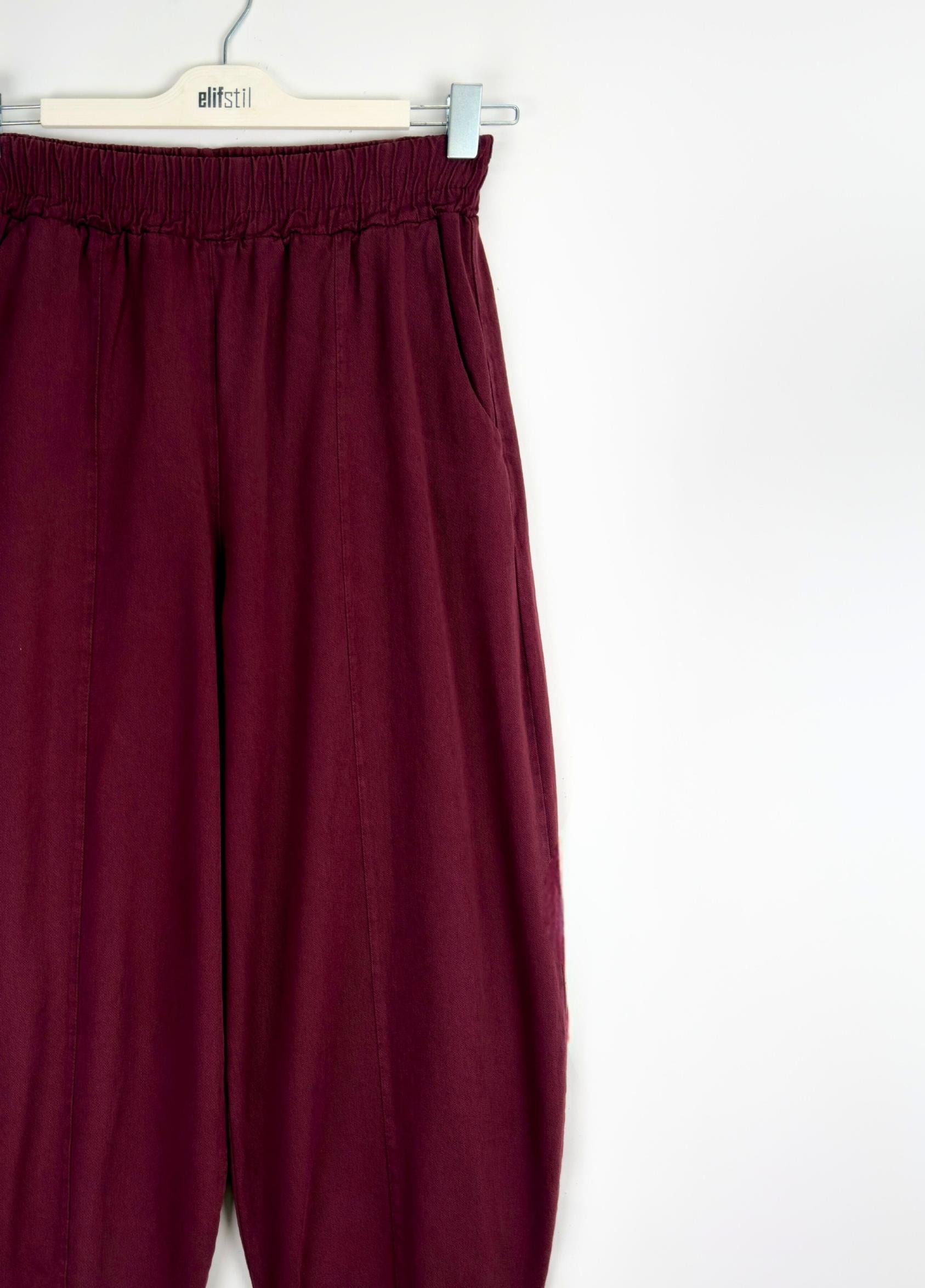 Gabardin Şalvar Pantolon Bordo 