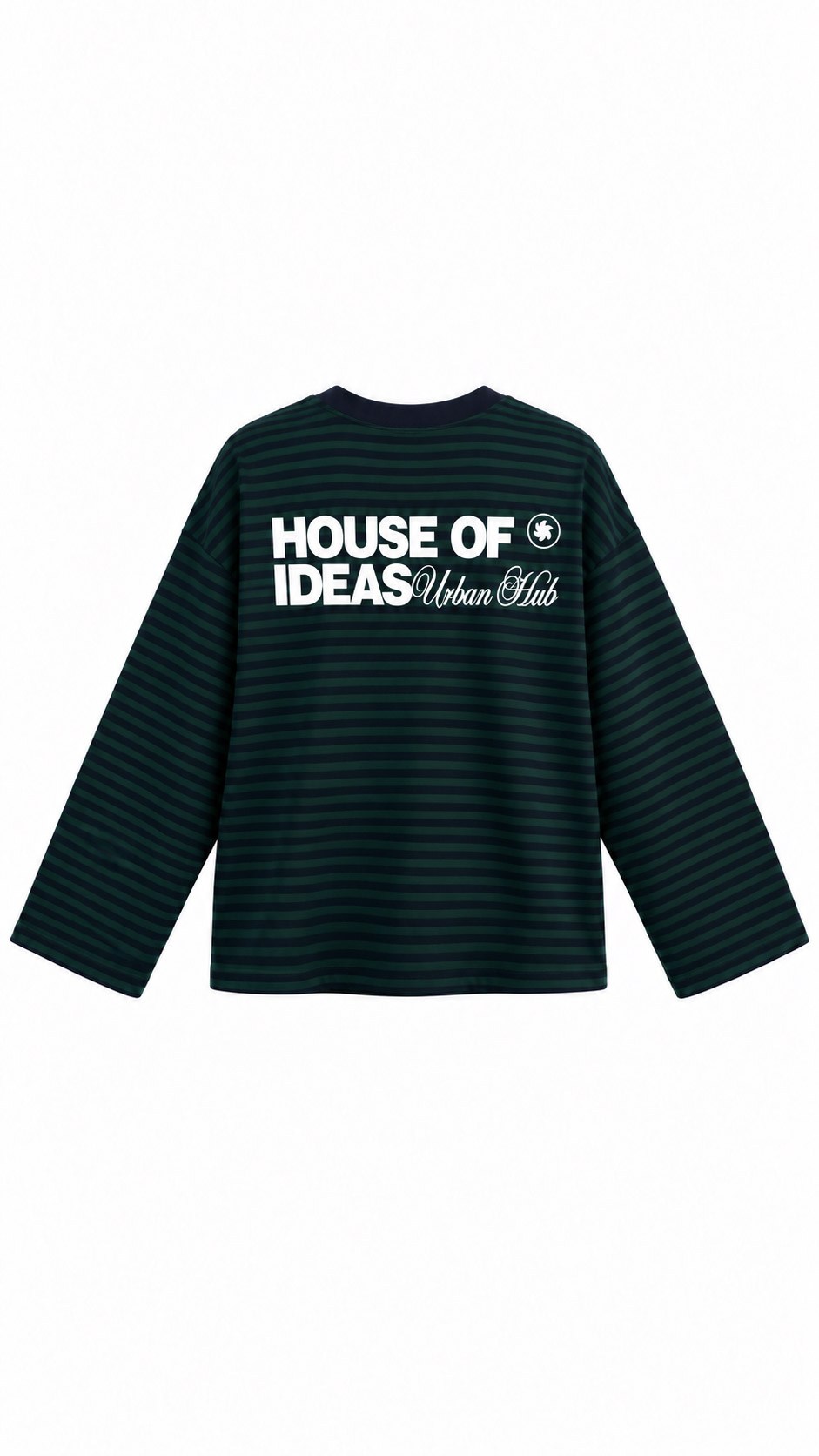 House Çizgili Sweat Petrol