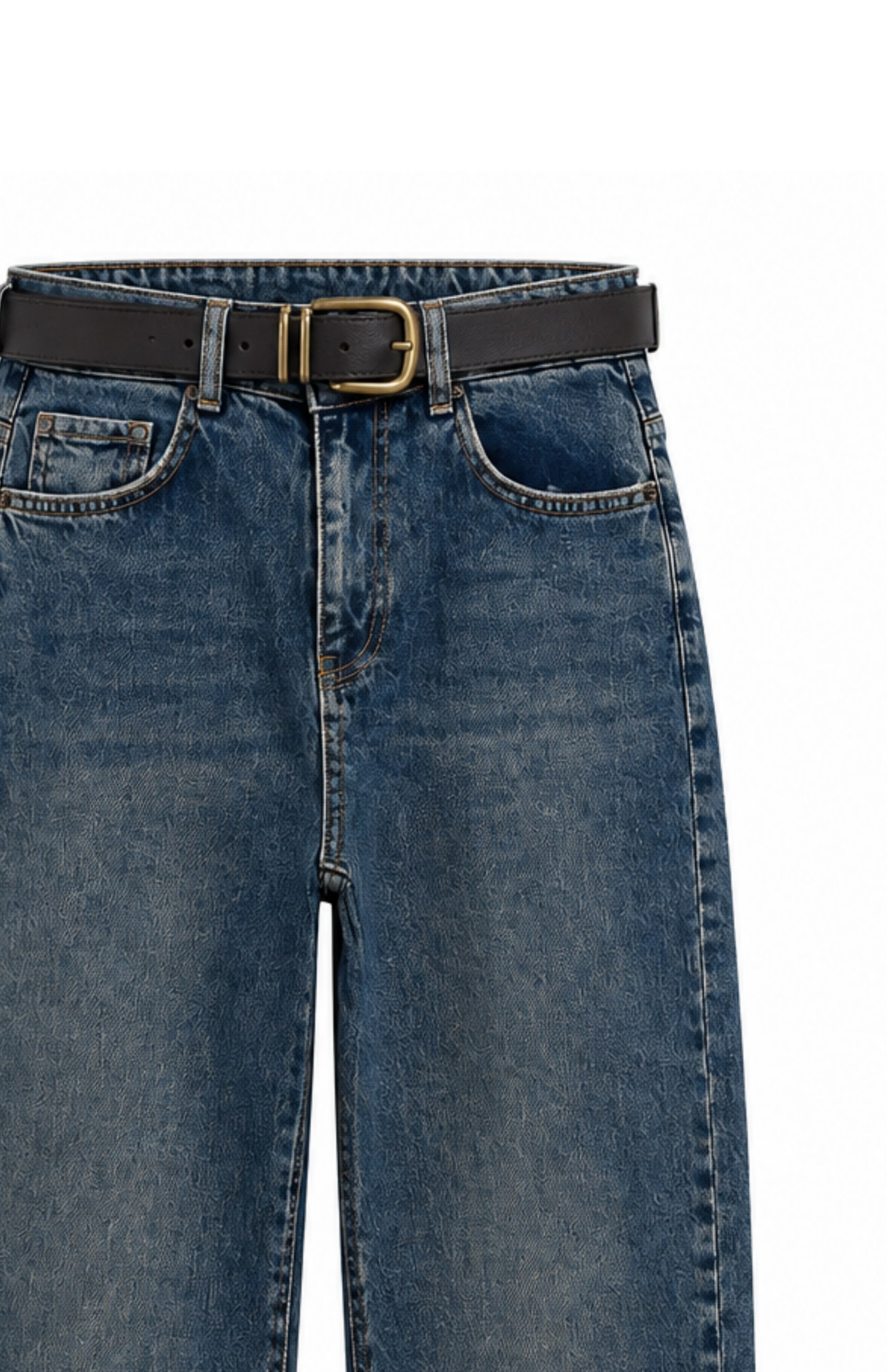 Kemerli Jean Pantolon Mavi