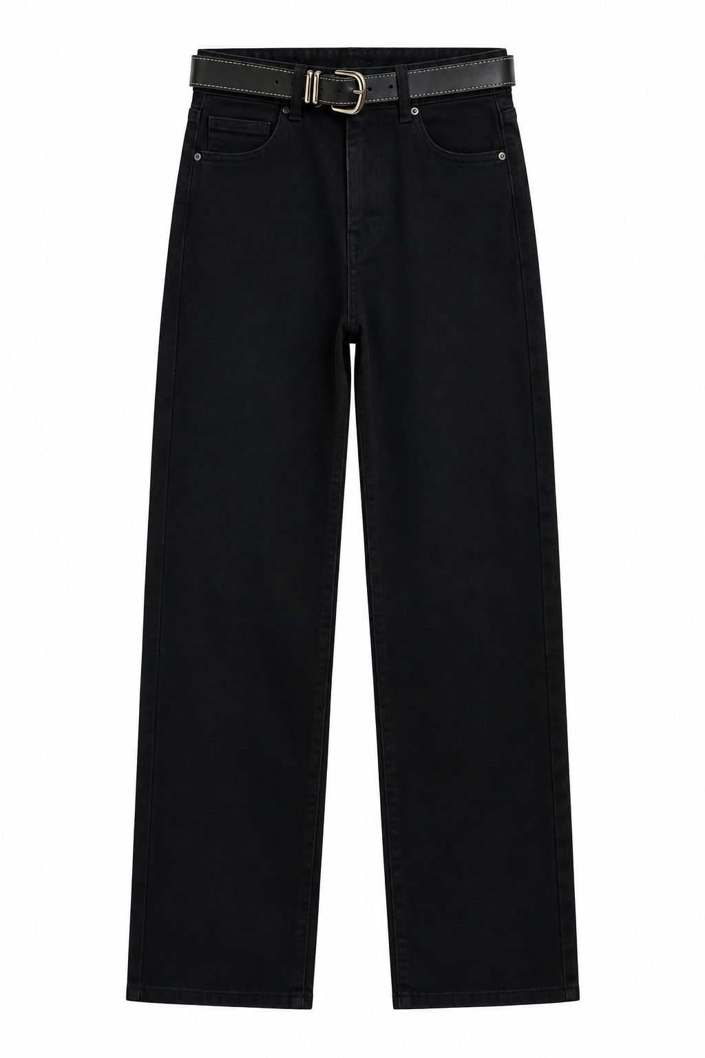 Kemerli Jean Pantolon Siyah