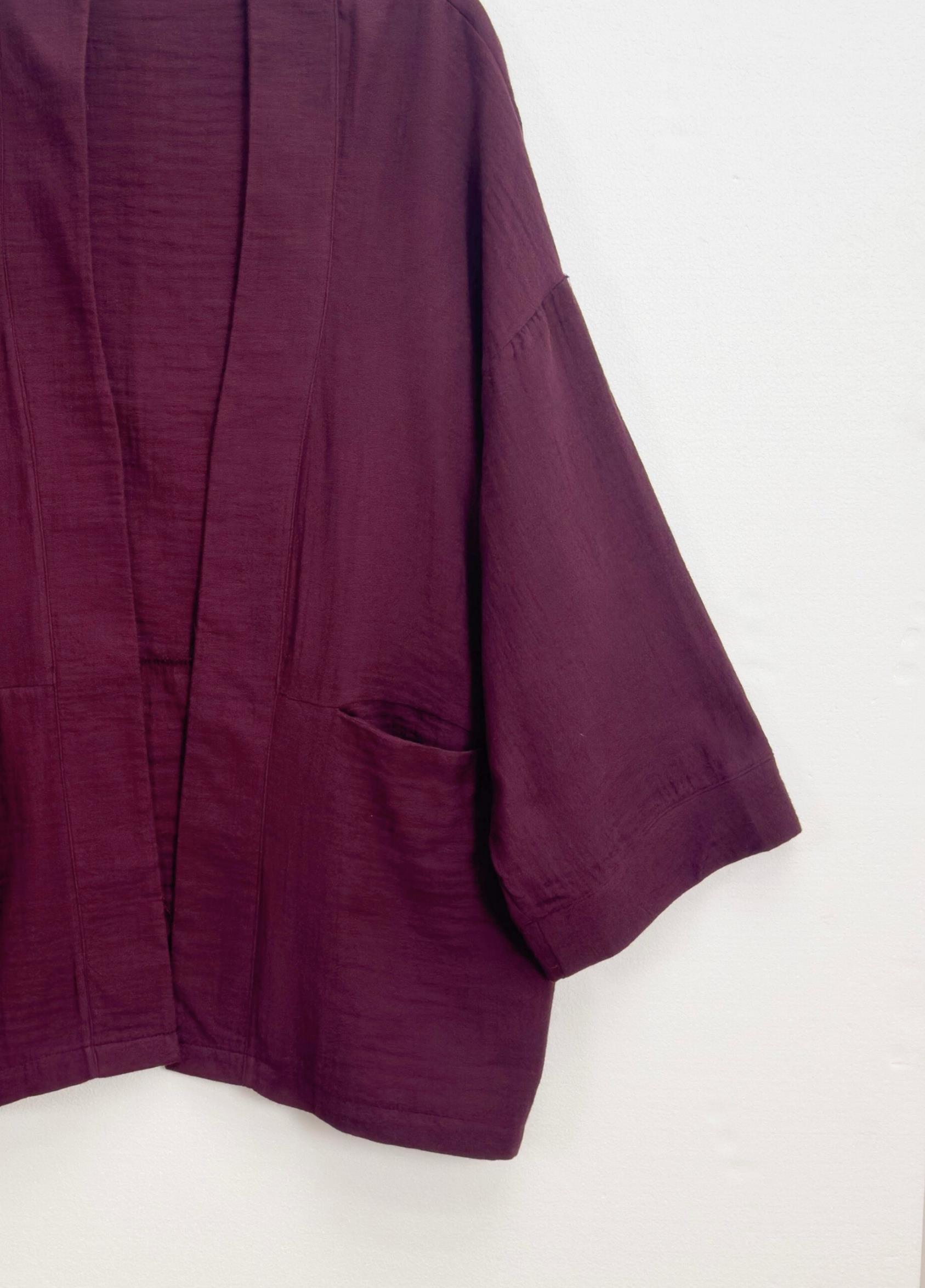 Müslin Bağlamalı Kimono Bordo 