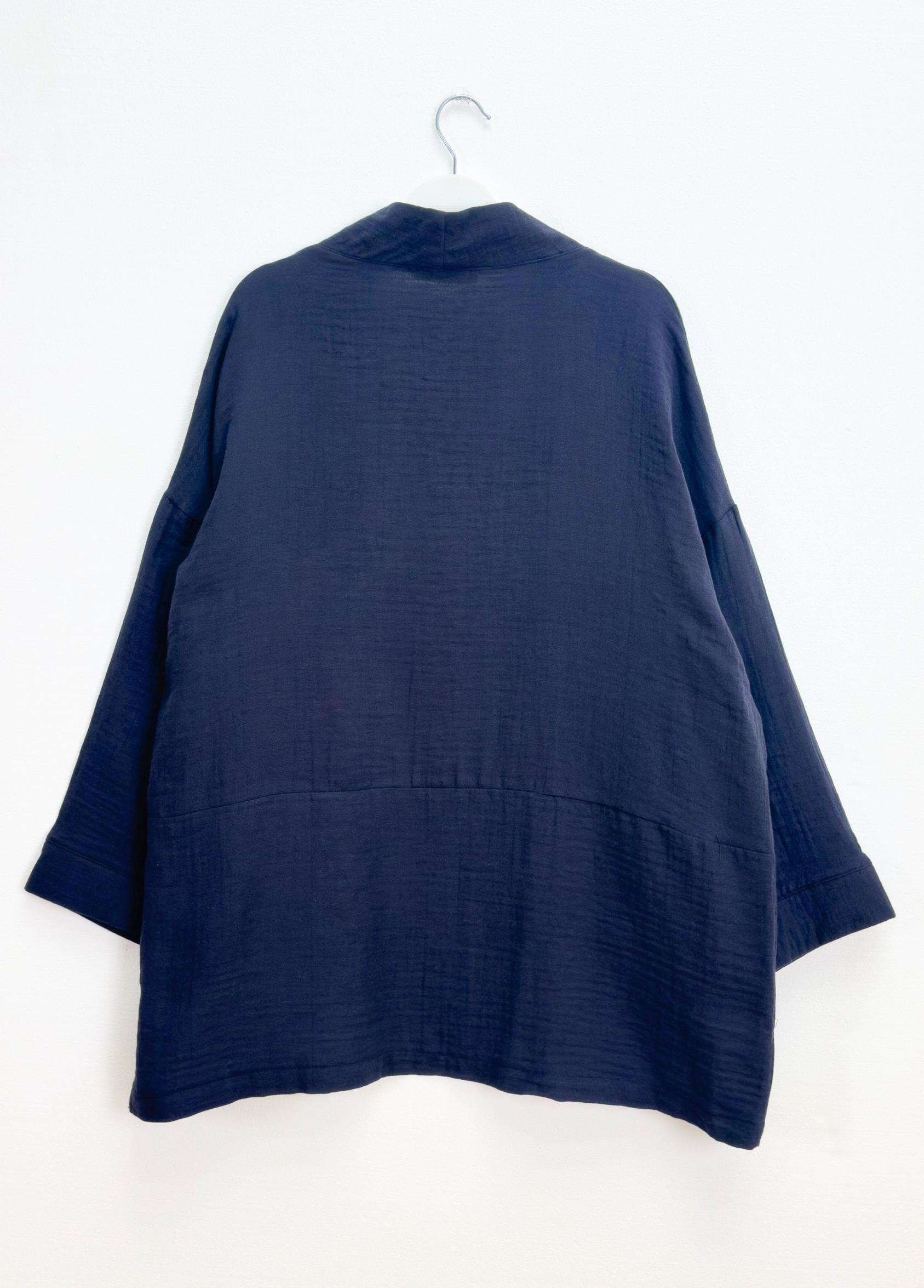 Müslin Bağlamalı Kimono Lacivert 