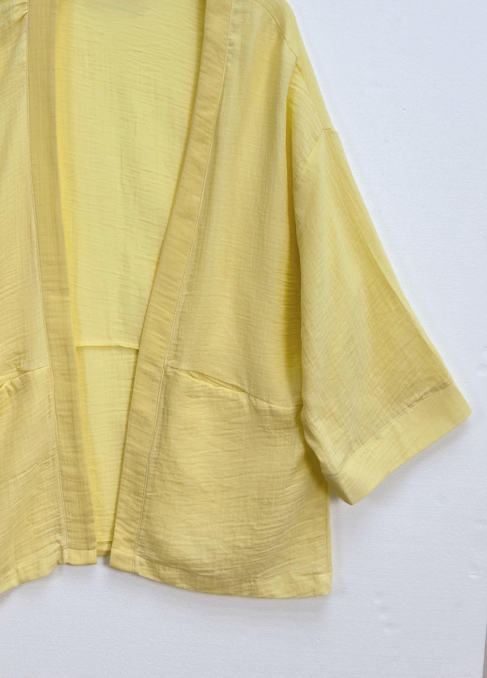 Müslin Bağlamalı Kimono Sarı 