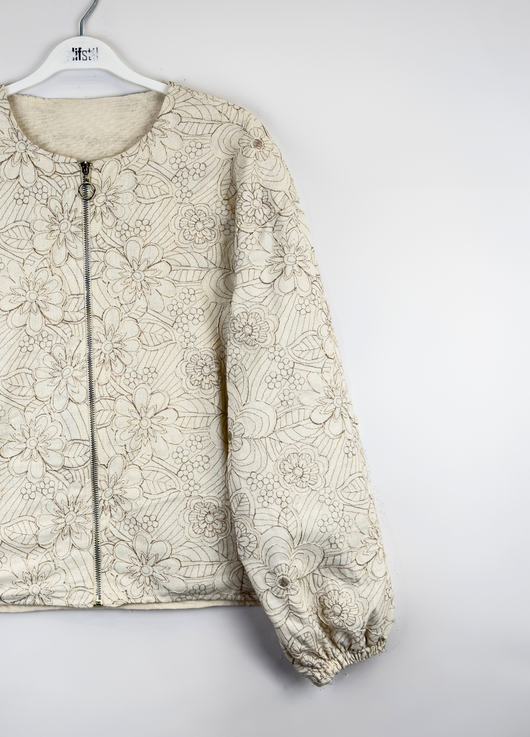 Nakışlı Bomber Ceket Bej 