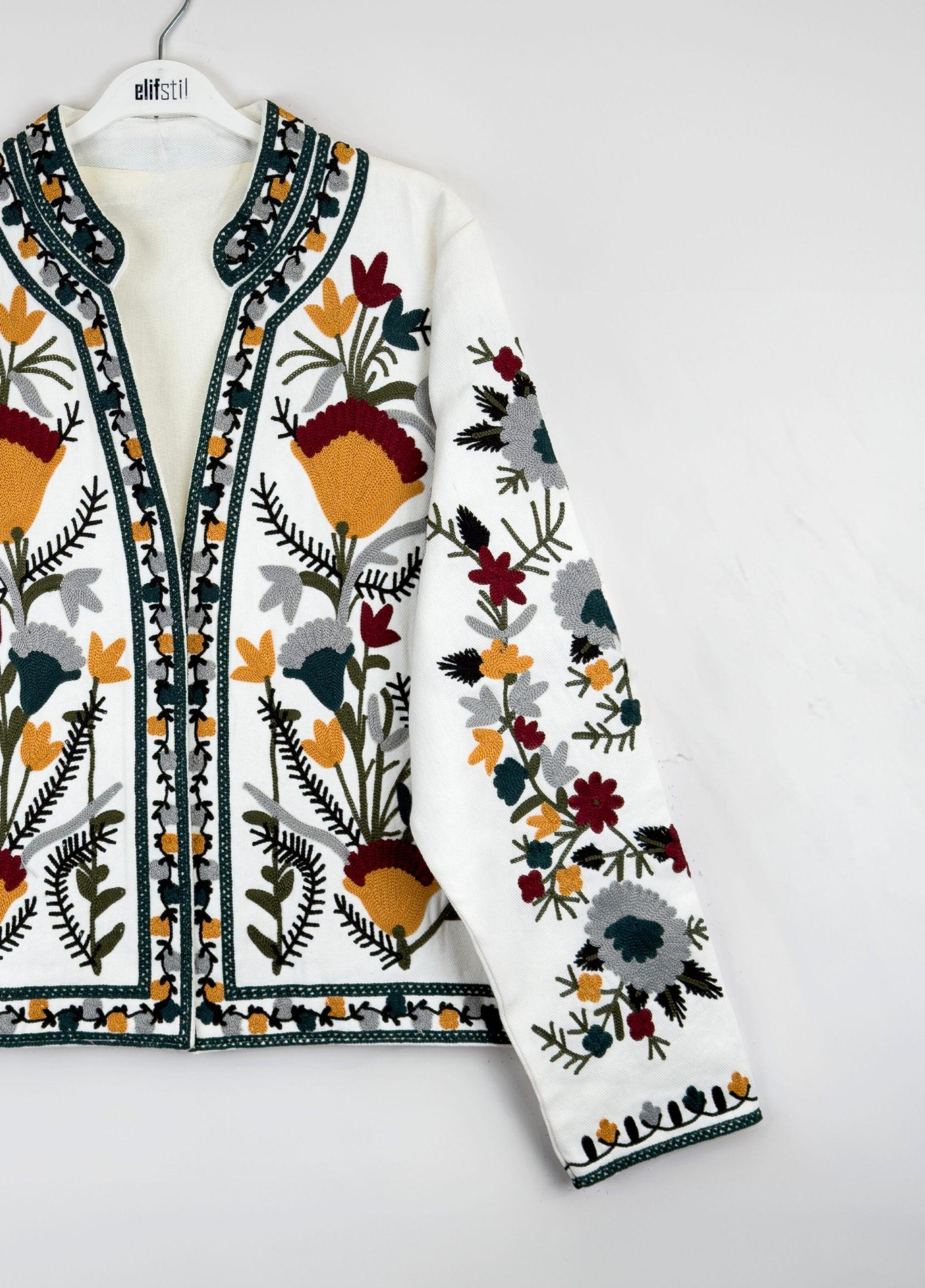 Nakışlı Ceket Ekru 