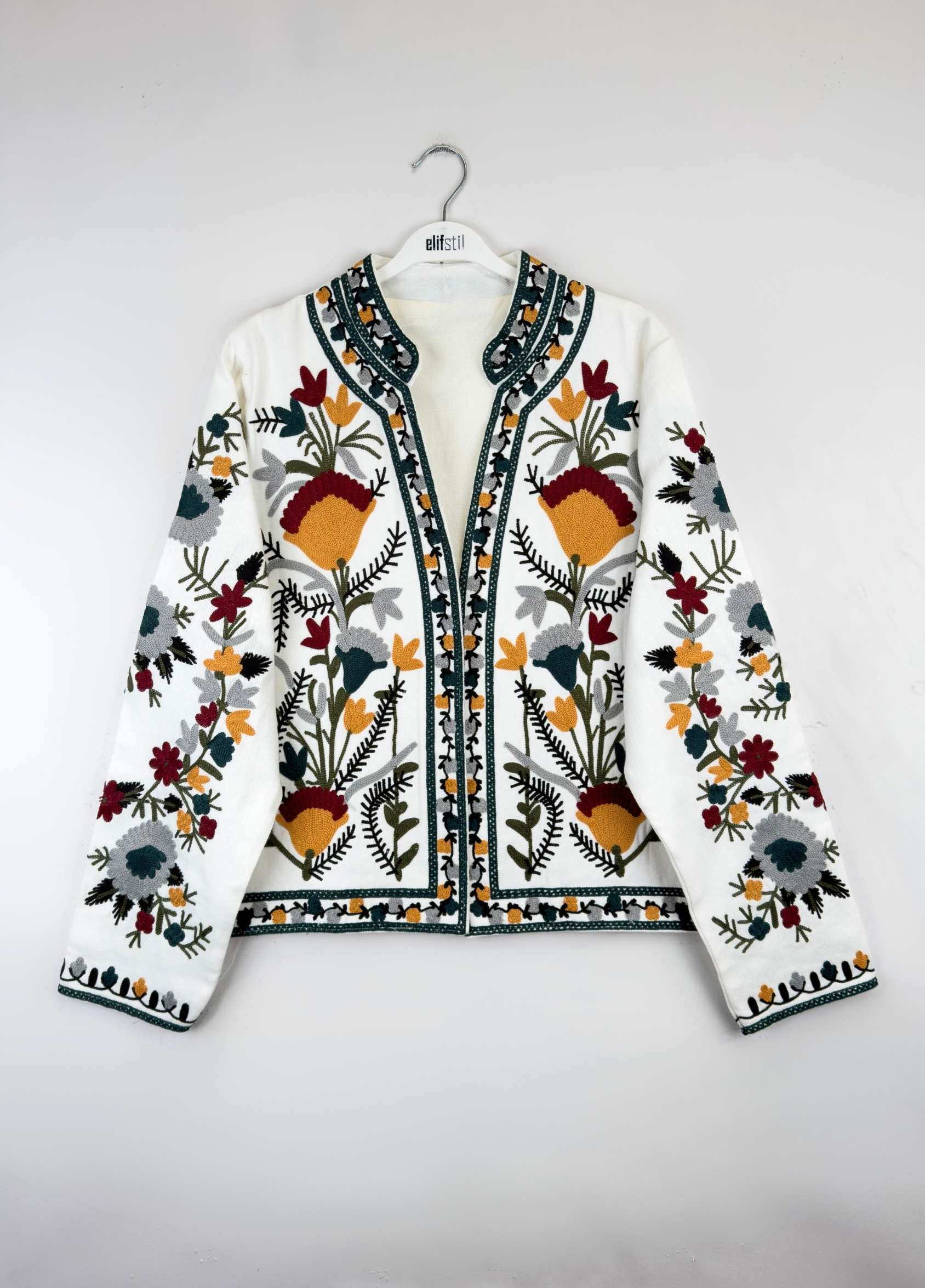 Nakışlı Ceket Ekru 