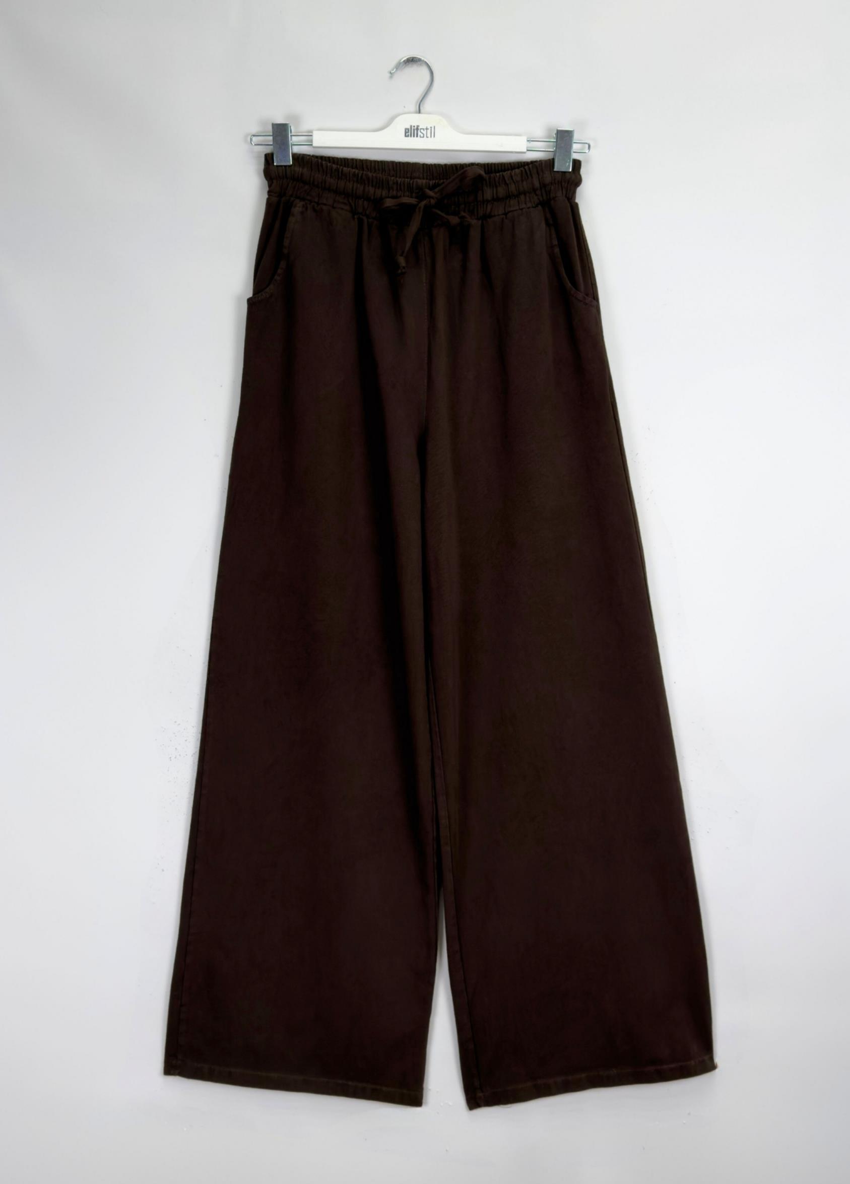 Narda Gabardin Bol Pantolon Kahve  