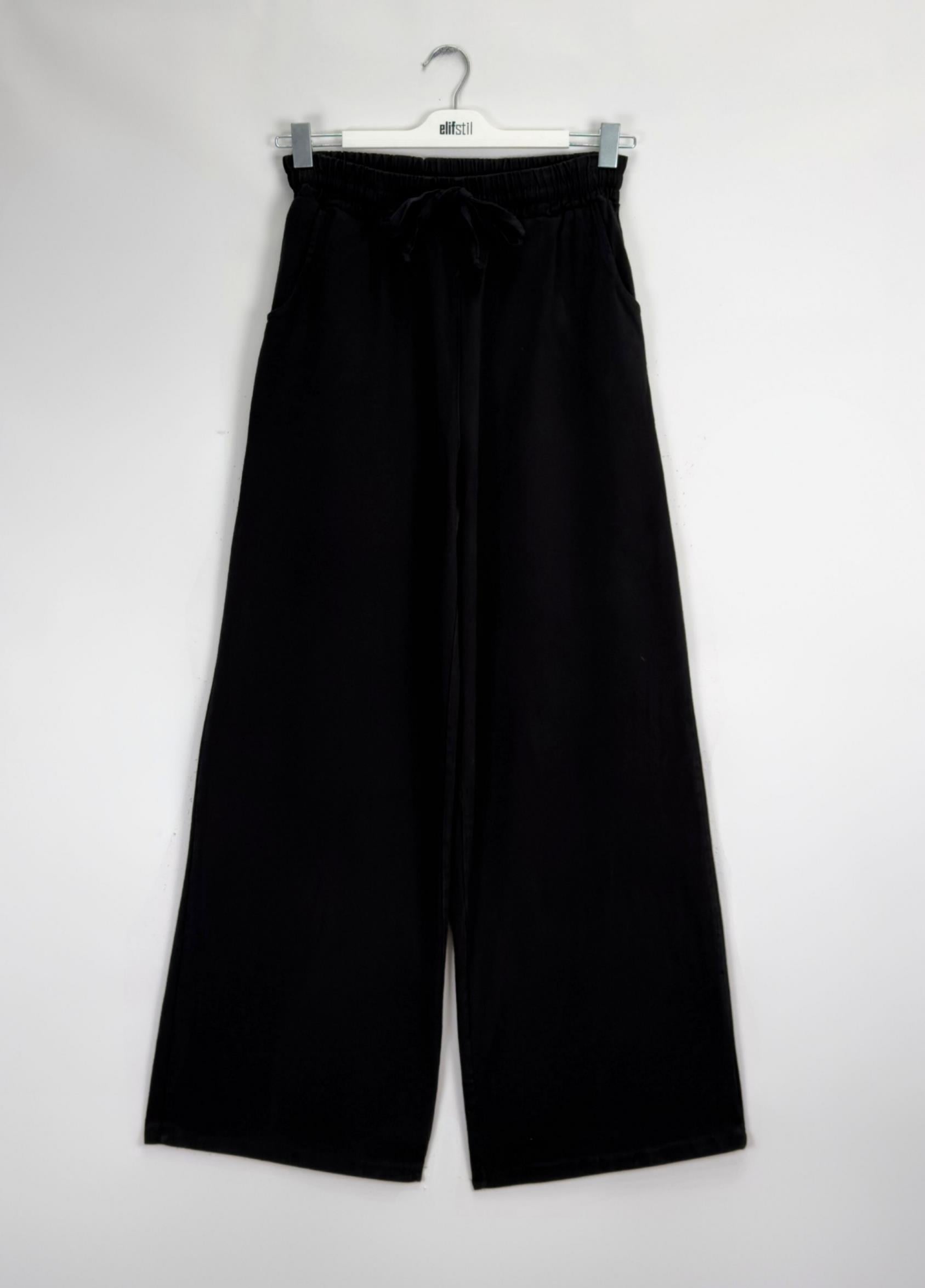 Narda Gabardin Bol Pantolon Siyah 