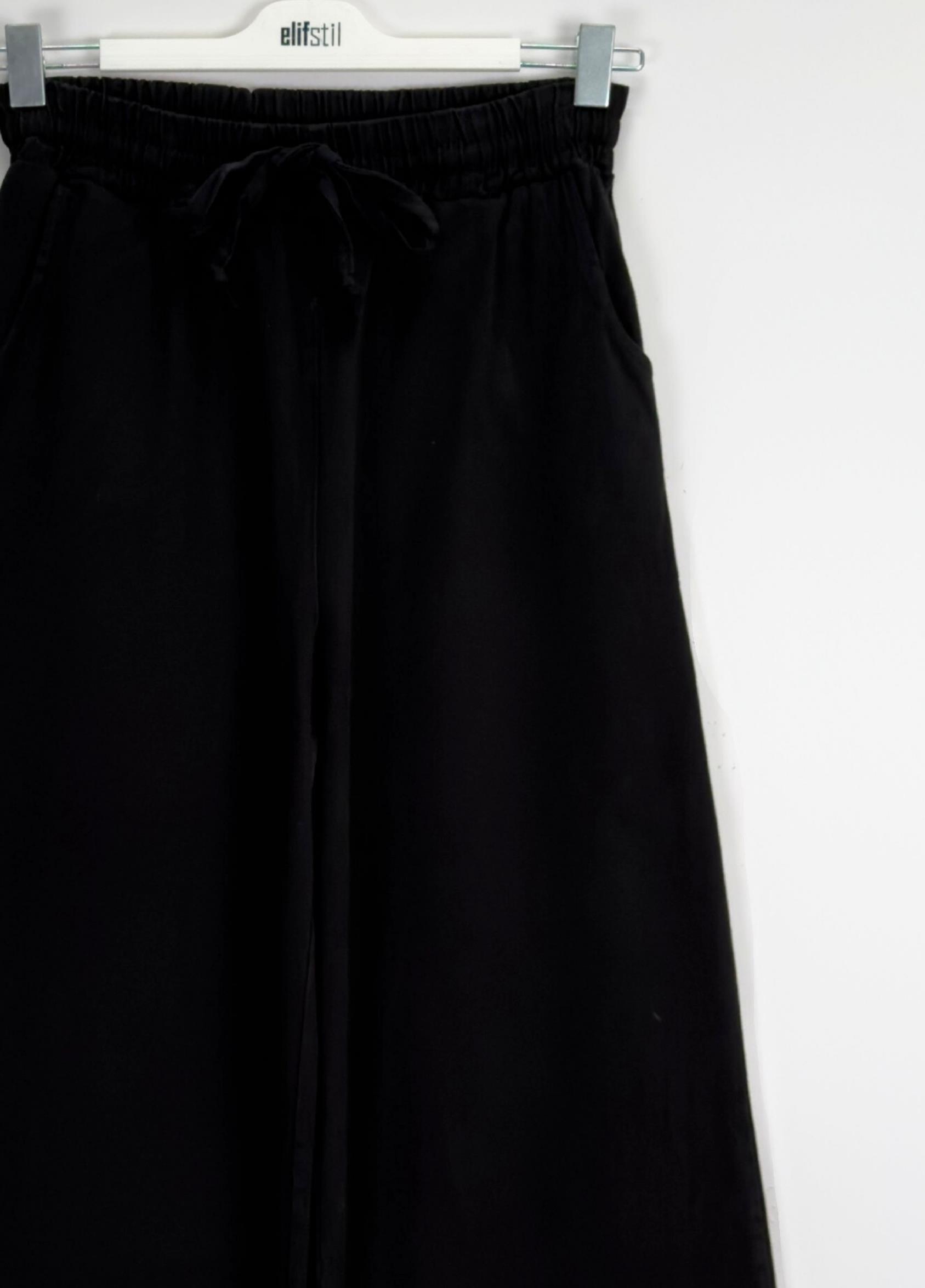 Narda Gabardin Bol Pantolon Siyah 
