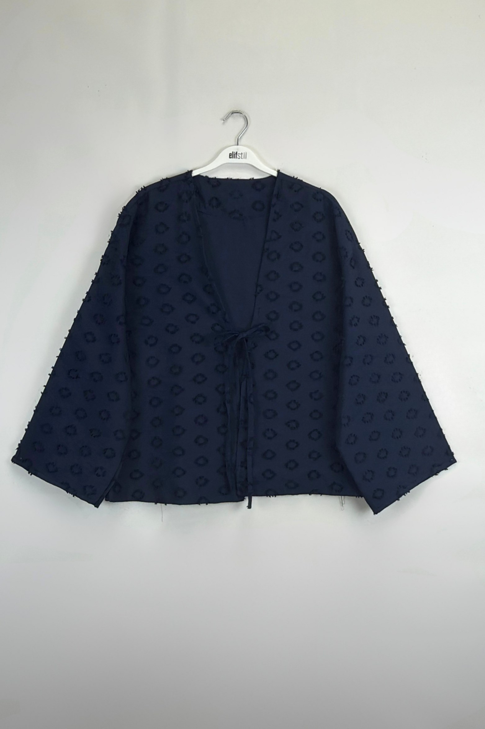 Önü Bağlamalı Kimono Lacivert 