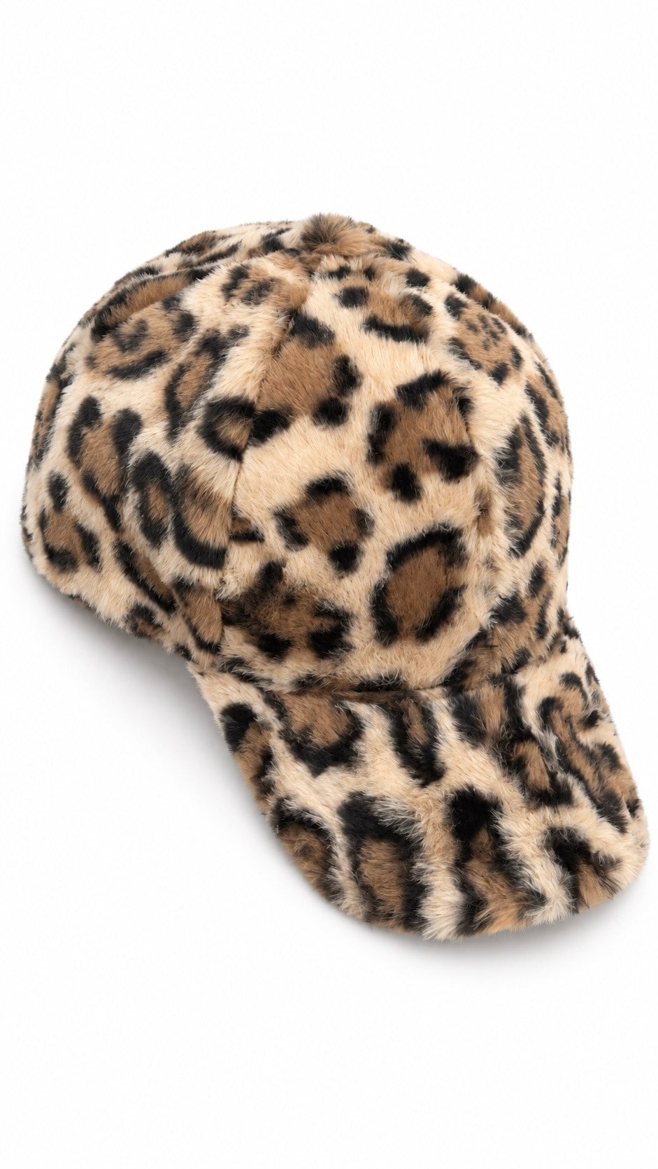 Peluş Leopar Şapka Bej 