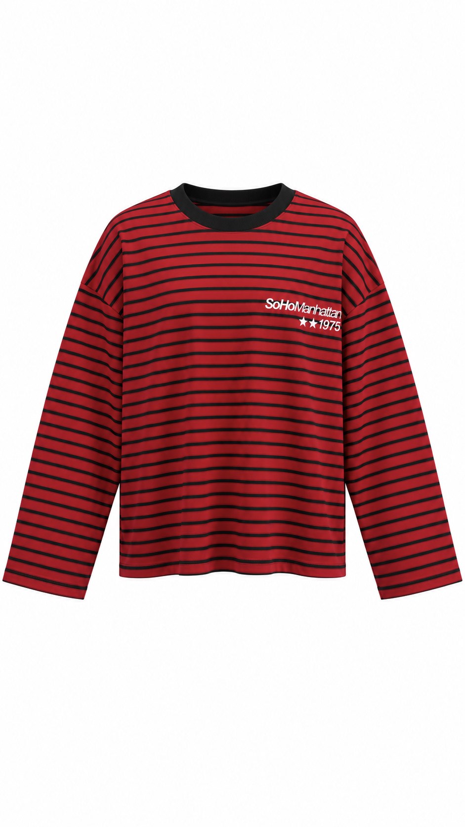Soho Çizgili Sweat Kırmızı