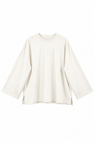  Yırtmaçlı Sweat Ekru 