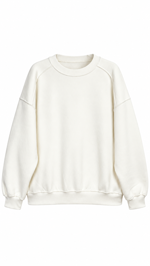 3 İplik Basıc Sweat Ekru