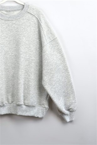 3 İplik Basıc Sweat Gri 