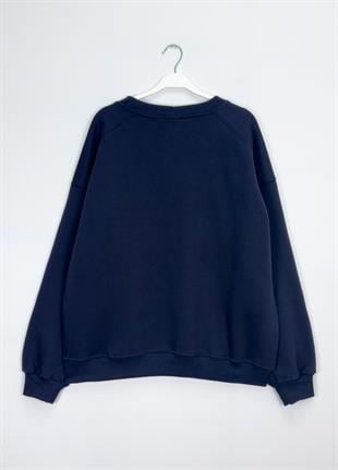 3 İplik Basıc Sweat Lacivert