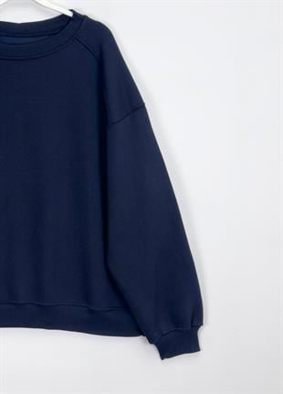 3 İplik Basıc Sweat Lacivert