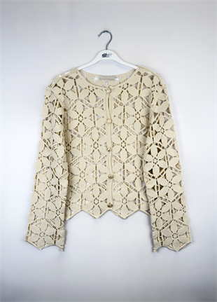 Asi Nakışlı Ceket Bej 