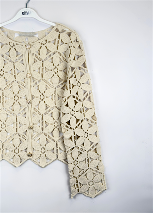 Asi Nakışlı Ceket Bej 