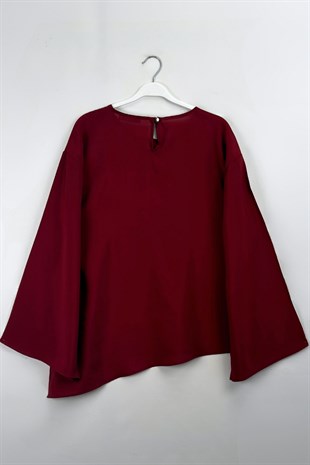 Asimetrik Tensel Bluz Bordo
