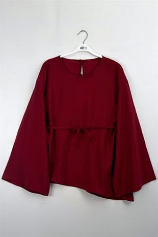 Asimetrik Tensel Bluz Bordo