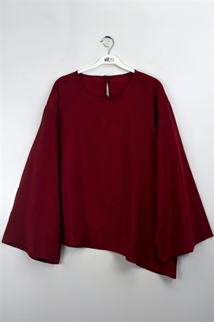 Asimetrik Tensel Bluz Bordo