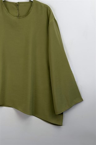Asimetrik Tensel Bluz Olive 