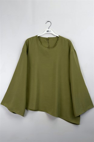 Asimetrik Tensel Bluz Olive 