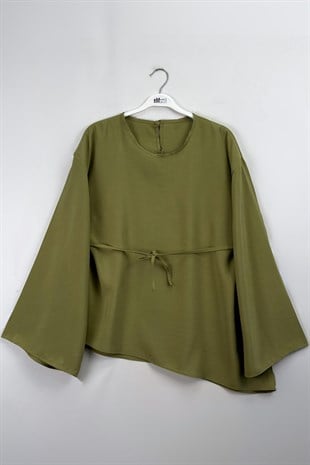 Asimetrik Tensel Bluz Olive 
