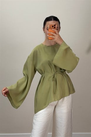 Asimetrik Tensel Bluz Olive 
