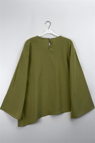 Asimetrik Tensel Bluz Olive 