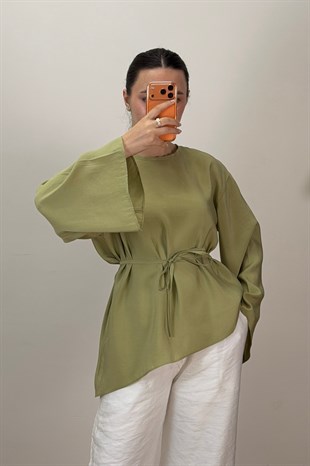 Asimetrik Tensel Bluz Olive 