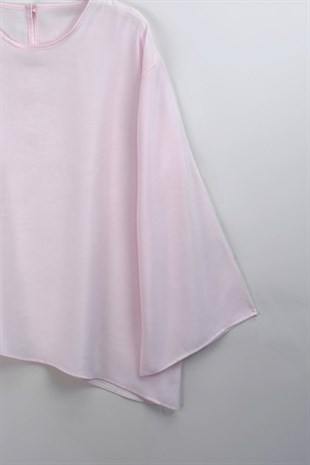 Asimetrik Tensel Bluz Pembe 