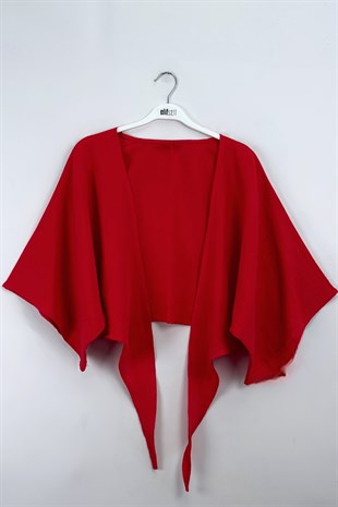 Bağlamalı Kısa Kimono Kırmızı