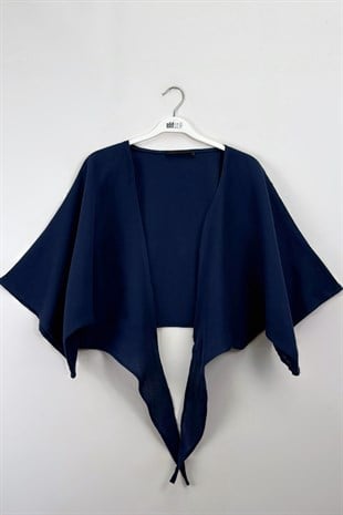 Bağlamalı Kısa Kimono Lacivert