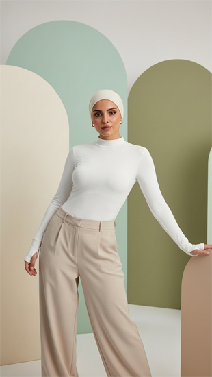 Balıkçı Yaka Parmak Geçmeli Body  Ekru 