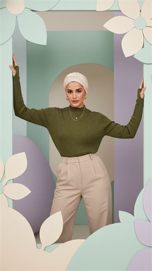 Balıkçı Yaka Parmak Geçmeli Body Haki 